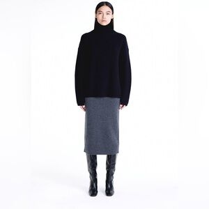 Eileen fisher light grey midi skirt small